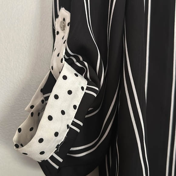 Zac & Rachel women black & off-white striped & polkadot button down shirt - Picture 5 of 13